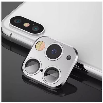 Picture of Svyaxfa Modified Phone Back Film Camera Lens Seconds Change Cover Film Fake Camera for iPhone X XS MAX Change to iPhone 11 Pro MAX Back Screen Protector HD Lens Protector (For iPhoneX/XS silver)