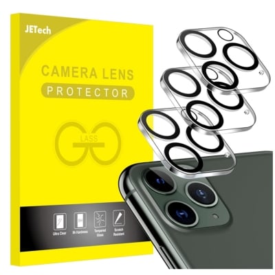 Picture of JETech Camera Lens Protector for iPhone 11 Pro Max 6.5-Inch and iPhone 11 Pro 5.8-Inch, 9H Tempered Glass, HD Clear, Anti-Scratch, Case Friendly, Does Not Affect Night Shots, 3-Pack