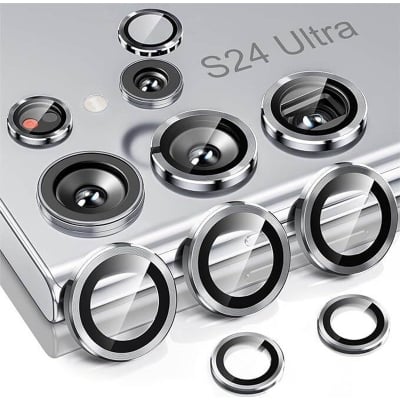 Picture of 2 PACK(5+5) Samsung Galaxy S24 Ultra Camera Lens Protector, 9H Tempered Glass & Ultra-Thin Aluminum Alloy Individual Lens Screen Protective Cover for S24 Ultra 5G 2024_SIVER