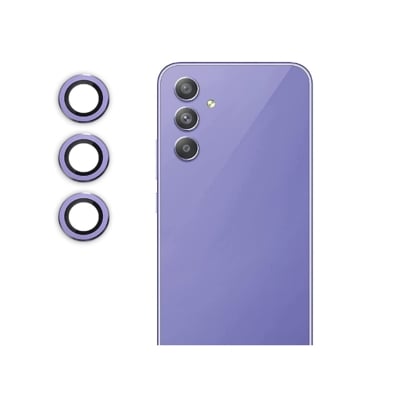 Picture of Oncraves Tempered Glass Camera Ring Lens Protector For Samsung Galaxy A54 5G | 9H Hardness, Full Coverage Camera Metal Ring Ultra-Thin/Clear - Purple