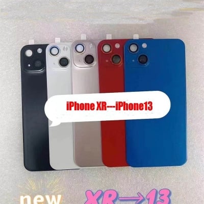 Picture of Biruiqu For iPhone XR Seconds Change 13 Lens Sticker Fashion Back Protector Film Modified Camera Cover Alloy Case