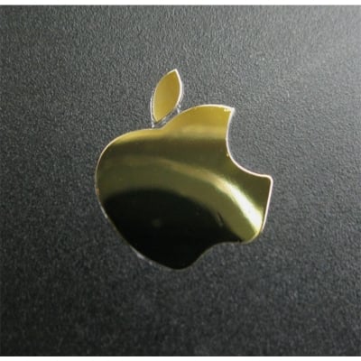 Picture of Apple Logo Label Aufkleber Sticker Badge Golden color decal 8mm x 10mm