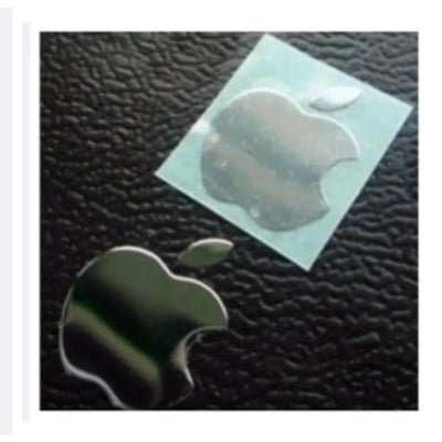 Picture of Apple metal look silver colour logo sticker for iphone and all mobile