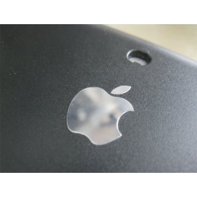 Picture of Apple Logo Label Aufkleber Sticker Badge Silver chrome color decal 24mm x 30mm