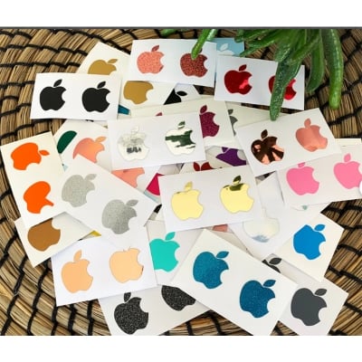Picture of For Apple logo decal, Iphone logo sticker, Glitter Apple decal, Foil Apple Sticker, Rose Gold Apple logo Decal, Iphone logo decal