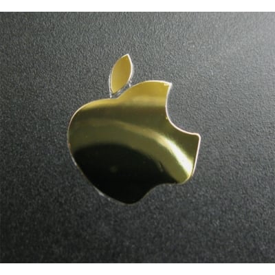 Picture of Apple Logo Label Aufkleber Sticker Badge Golden color decal 8mm x 10mm