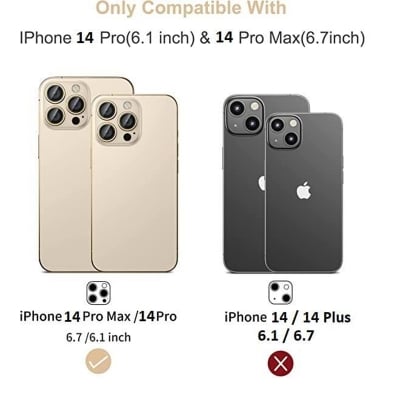 Picture of Camera Lens Protector Compatible for iPhone 14 Pro/iPhone 14 Pro Max, [Anti-Scratch] Premium Tempered Glass Film Aluminum Alloy Lens Ring Cover (SILVER)