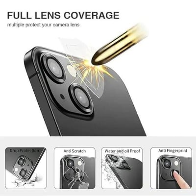 Picture of Titanium Camera Lens Protector for iPhone 15 Pro & iPhone 15 Pro Max | Crystal Clear All Surface Protection for Precious Lens, Back Cases Friendly (iPhone 15 Pro, Black)