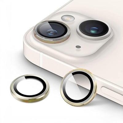 Picture of Metal Anti-Scratch Camera Rings for Iphone 13 & Iphone 13 Mini Rear Camera Lens Protector Guard (Iphone 13/Iphone 13 Mini, Gold)