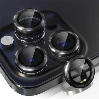 Picture of Choiche [3+1 for iPhone 15 Pro/iPhone 15 Pro Max Camera Lens Protector, 9H Tempered Glass Camera Cover Screen Protector Metal Ring Decoration Accessories (Black)