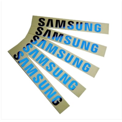 Picture of Electroform super thin metal nickel sticker with thickness of 0.04-0.1mm bright silver gold black white color and strong adhesive make luxury metal logo.