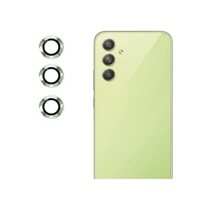 Picture of Oncraves Glass Camera Ring Lens Protector For Samsung Galaxy A34 5G | 9H Hardness, Full Coverage Camera Metal Ring Ultra-Thin/Clear - Green