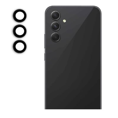 Picture of Oncraves Glass Camera Ring Lens Protector For Samsung Galaxy A54 5G | 9H Hardness, Full Coverage Camera Metal Ring Ultra-Thin/Clear - Black