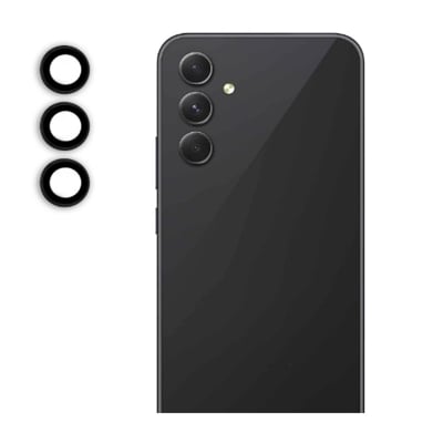 Picture of Oncraves Camera Ring Lens Protector for Samsung Galaxy A34 5G | 9H Hardness, Full Coverage Camera Metal Ring Ultra-Thin/Clear - Black