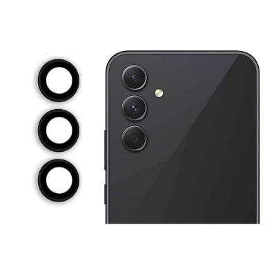Picture of VM - PROTEC Compatible for Samsung Galaxy A34 5G Camera Ring Lens Protector Protector Back Camera Lens Screen Protector 3D Anti Shock/Anti-Scratch/BLACK Camera Tempered Glass 3 PIECE IN (Pack of 1)