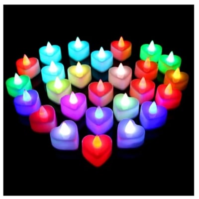 Picture of Multicolor Heart Shape Flickering Flameless LED Tea Lights Candles for Wedding Valentine′s Day