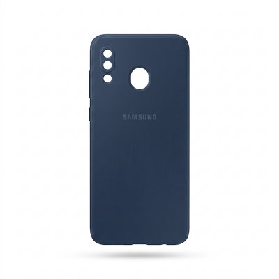 Picture of Samsung A20s  Silicone + Cloth Back Cover soft blue