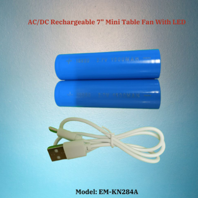 Picture of Rechargeable EM-KN284A AC/DC 7 Inch Mini Table Fan With LED