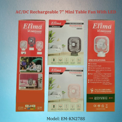 Picture of Rechargeable EM-KN283A AC/DC 7 Inch Mini Table Fan With LED-KA