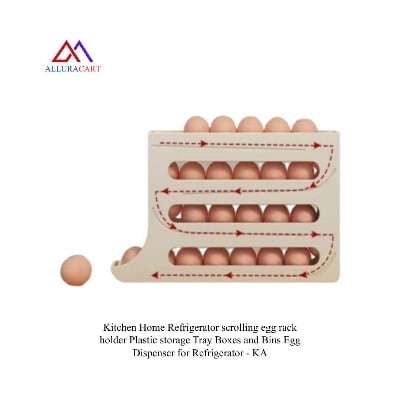 Picture of Kitchen Home Refrigerator scrolling egg rack holder Plastic storage Tray Boxes and Bins Egg Dispenser for Refrigerator - KA