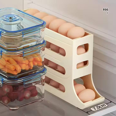 Picture of Kitchen Home Refrigerator scrolling egg rack holder Plastic storage Tray Boxes and Bins Egg Dispenser for Refrigerator - KA