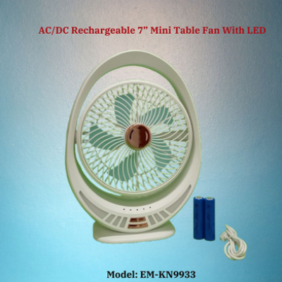 Picture of Rechargeable EM-KN9933 AC/DC 7 Inch Mini Table Fan With LED - KA