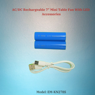Picture of Rechargeable EM-KN278S AC/DC 7 Inch Mini Table Fan With LED
