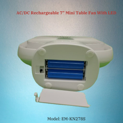Picture of Rechargeable EM-KN278S AC/DC 7 Inch Mini Table Fan With LED