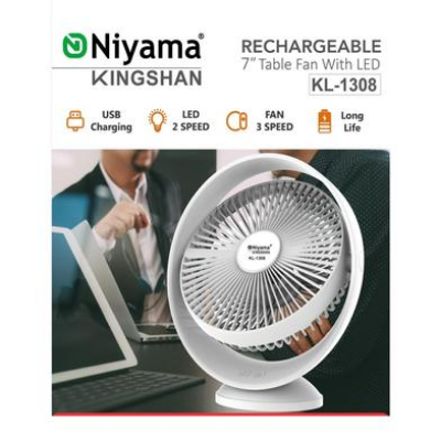 Picture of NIYAMA KL-1308 Rechargeable Table Fan With LED Light - KA