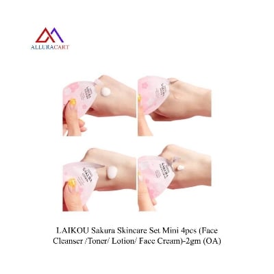 Picture of LAIKOU Sakura Skincare Set Mini 4pcs (Face Cleanser /Toner/ Lotion/ Face Cream)-2gm (OA)