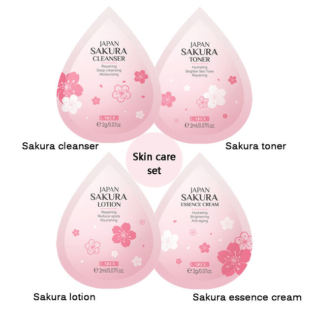 Picture of LAIKOU Sakura Skincare Set Mini 4pcs (Face Cleanser /Toner/ Lotion/ Face Cream)-2gm (OA)