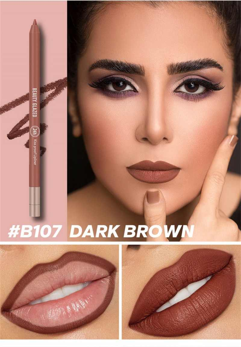 Picture of Beauty Glazed Lip Liner Waterproof & Long Lasting – B107 Dark Brown (OA)