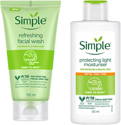 Picture of Simple Kind to Skin Refreshing Facial Wash & Hydrating Light Moisturiser Combo - (150ml +125ml) (OA)-Fresh