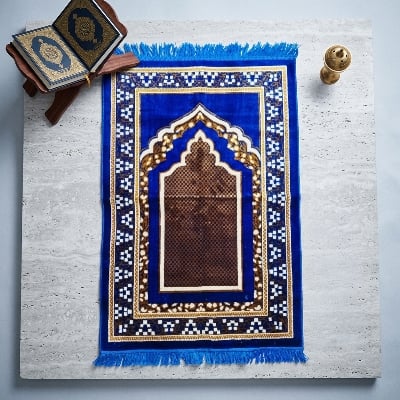 Picture of Al-Iman Turkey Prayer Jaynamaz -জায়নামাজ Deep Blue Color (Any design)-(BA)