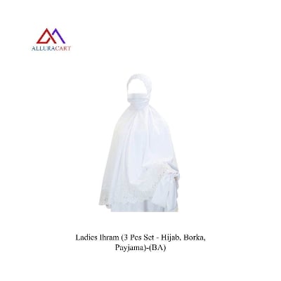 Picture of Libas Al Ihram Ladies Ihram (3 Pcs Set - Hijab, Borka, Payjama)-(BA)-Int:L/XL