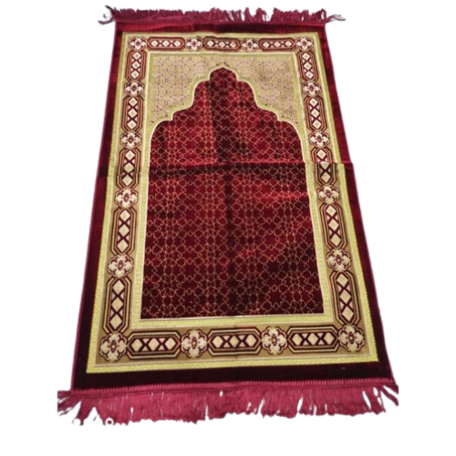 Picture of Medium Size Muslim Prayer Jaynamaz (জায়নামাজ) - Maroon Color (Any design)-(BA)