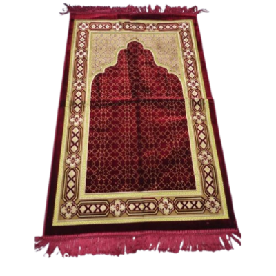 Picture of Medium Size Muslim Prayer Jaynamaz (জায়নামাজ) - Maroon Color (Any design)-(BA)