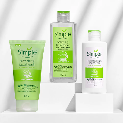 Picture of Simple Kind to Skin Moisturising Facial Wash, Soothing Facial Toner & Hydrating Light Moisturiser Combo - (150ml +200ml +125ml) (OA)-Fresh