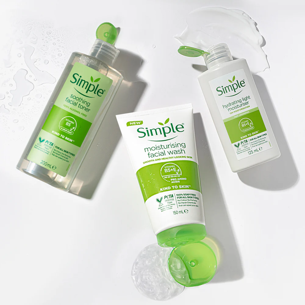 Picture of Simple Kind to Skin Moisturising Facial Wash, Soothing Facial Toner & Hydrating Light Moisturiser Combo - (150ml +200ml +125ml) (OA)-Fresh
