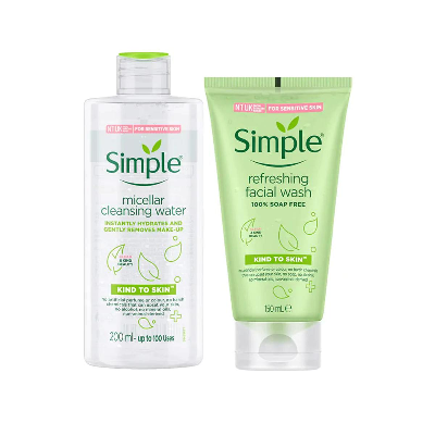 Picture of Simple Kind to Skin Refreshing Facial Wash & Micellar Cleansing Water Combo - (150ml +200ml) (OA)-Fresh