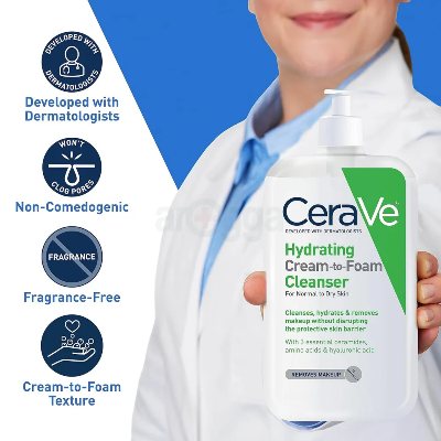 Picture of Cerave Hydrating Cream To Foam Facial Cleanser Normal to Dry Skin - 87ml (OA)-Fresh