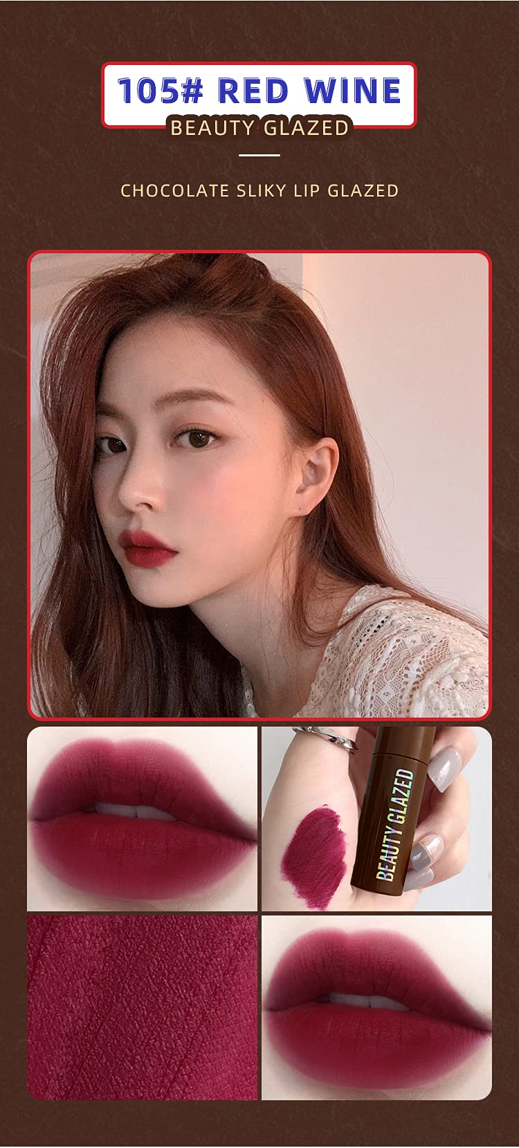Picture of Beauty Glazed Chocolate Lipstick - 105# Red Wine (OA)
