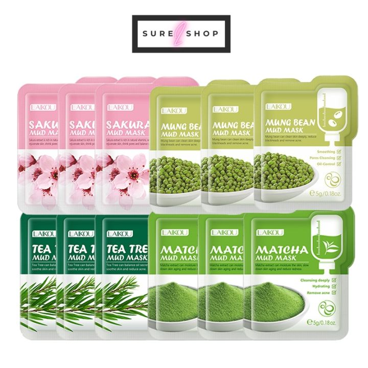 Picture of Laikou Tea Tree/ Eggplant /Mung Bean/Sakura / Matcha Mud Mask 5G Combo Face Mask (OA)