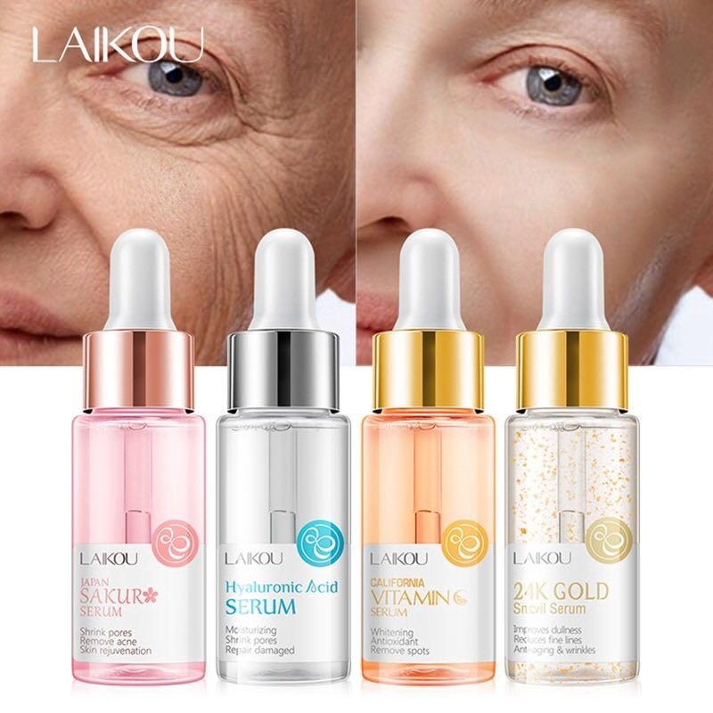 Picture of Laikou Japan Sakura/Hyaluronic Acid/California Vitamin C/France 24k Gold snail serum 4 PCS Combo Pack (OA)