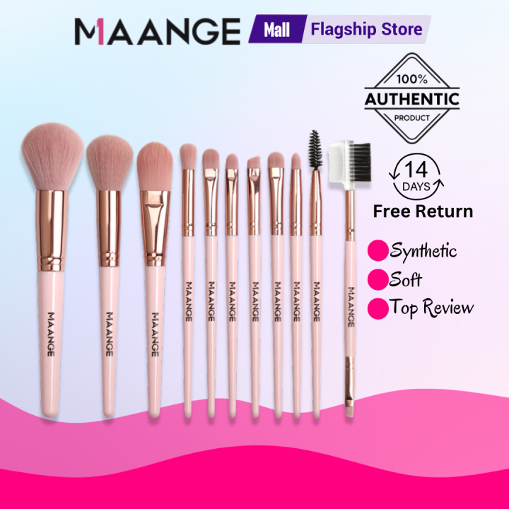 Picture of Maange 11Pcs Makeup Brush Set - Pink Color - Brush Set (OA)