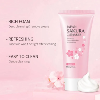 Picture of LAIKOU Japan Sakura Face Wash Foam Cleanser Soft Brush Deep Cleansing-50gm - Face Wash-(R0010)-Fresh