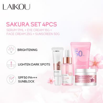 Picture of LAIKOU Japan Sakura Brightening Set (Sakura Sunscreen/Serum/ Eye Cream/ / Cream) Skin Care Set -4pcs-(R0010)