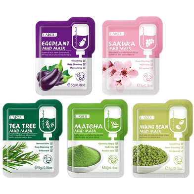 Picture of Laikou Tea Tree/ Eggplant /Mung Bean/Sakura / Matcha Mud Mask- 5pcs Combo-(R0010)