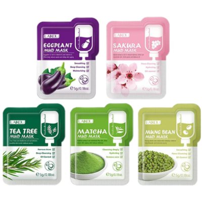 Picture of Laikou Tea Tree/ Eggplant /Mung Bean/Sakura / Matcha Mud Mask- 5pcs Combo-(R0010)