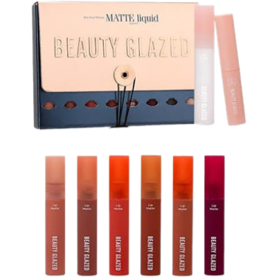 Picture of Beauty Glazed Lips Makeup Set Lipstick Long Lasting Moisture Lip Gloss Cosmetic Red Lip Matte Lipstick Waterproof -8 Pcs-(R0010)